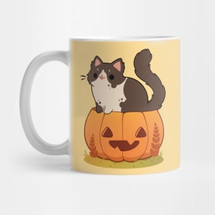 Pumpkin tuxedo cat Mug